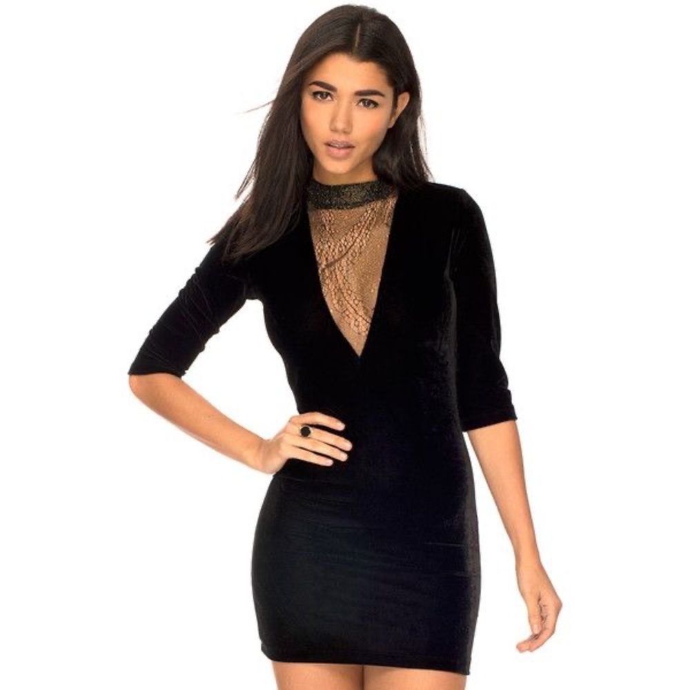 Motel Rocks Bebe Bodycon V Neck Dress